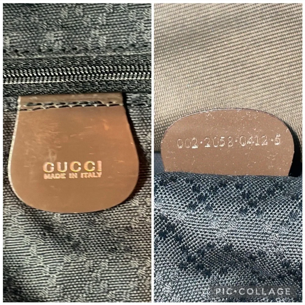 Gucci Vintage Bamboo Handle Nylon Leather Large Shopper Tote Olive Green Brown - Picture 15 of 15